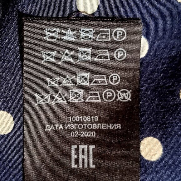 Tory Burch Navy Polka Dot Cream Scallop Silk Blouse - Picture 10 of 10